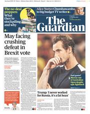 The Guardian (UK) Newspaper Front Page for 15 January 2019