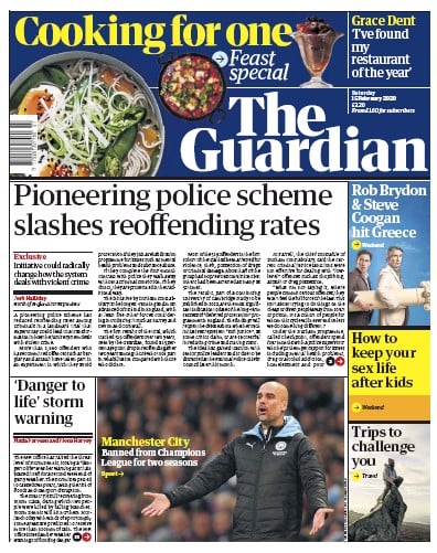 The Guardian Newspaper Front Page (UK) for 15 February 2020