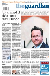 The Guardian Newspaper Front Page (UK) for 15 June 2012