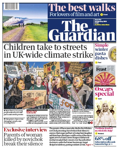 The Guardian Newspaper Front Page (UK) for 16 February 2019