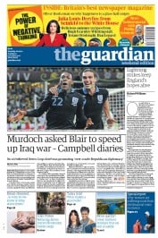 The Guardian Newspaper Front Page (UK) for 16 June 2012