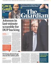 The Guardian (UK) Newspaper Front Page for 17 October 2019