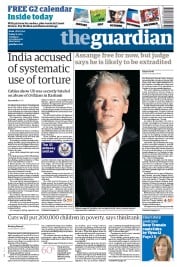 The Guardian (UK) Newspaper Front Page for 17 December 2010