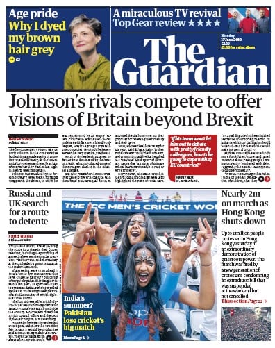 The Guardian Newspaper Front Page (UK) for 17 June 2019