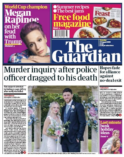 The Guardian Newspaper Front Page (UK) for 17 August 2019