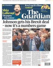 The Guardian (UK) Newspaper Front Page for 18 October 2019