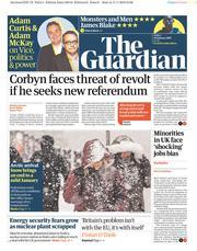 The Guardian (UK) Newspaper Front Page for 18 January 2019