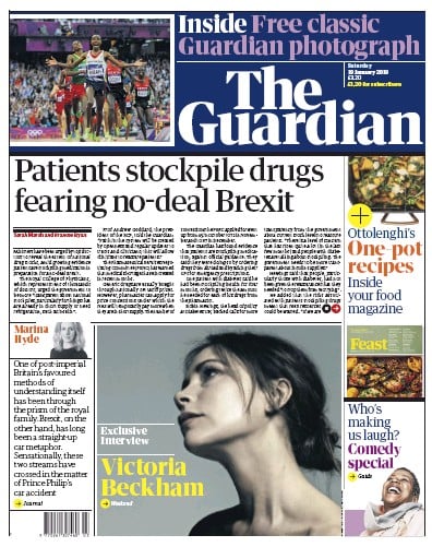 The Guardian Newspaper Front Page (UK) for 19 January 2019