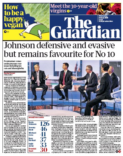 The Guardian Newspaper Front Page (UK) for 19 June 2019