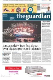 The Guardian (UK) Newspaper Front Page for 1 January 2018