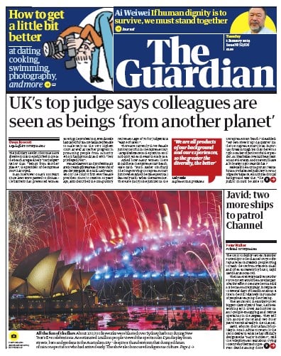 The Guardian Newspaper Front Page (UK) for 1 January 2019