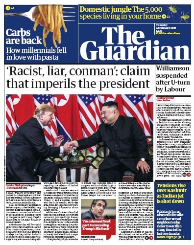 The Guardian Newspaper Front Page (UK) for 1 March 2019