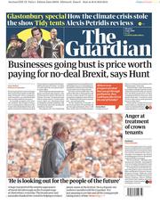 The Guardian (UK) Newspaper Front Page for 1 July 2019