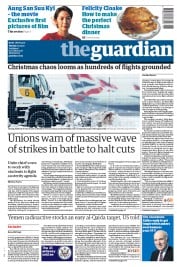 The Guardian (UK) Newspaper Front Page for 20 December 2010