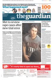 The Guardian (UK) Newspaper Front Page for 20 December 2017