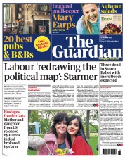 The Guardian (UK) Newspaper Front Page for 21 October 2023
