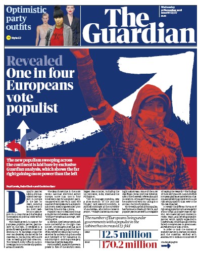 The Guardian Newspaper Front Page (UK) for 21 November 2018