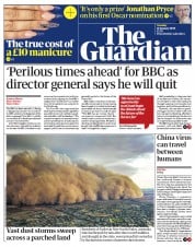 The Guardian (UK) Newspaper Front Page for 21 January 2020