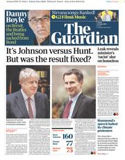 The Guardian (UK) Newspaper Front Page for 21 June 2019