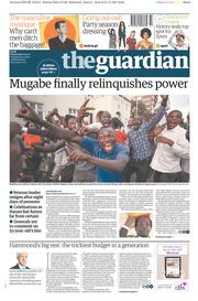The Guardian (UK) Newspaper Front Page for 22 November 2017