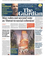 The Guardian (UK) Newspaper Front Page for 22 January 2019