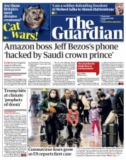The Guardian (UK) Newspaper Front Page for 22 January 2020