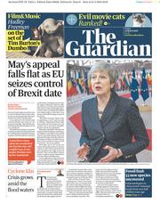 The Guardian (UK) Newspaper Front Page for 22 March 2019