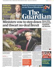 The Guardian (UK) Newspaper Front Page for 22 July 2019