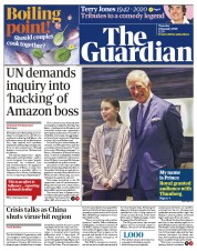 The Guardian (UK) Newspaper Front Page for 23 January 2020