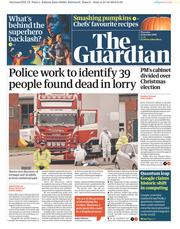 The Guardian (UK) Newspaper Front Page for 24 October 2019