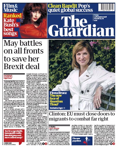 The Guardian Newspaper Front Page (UK) for 24 November 2018