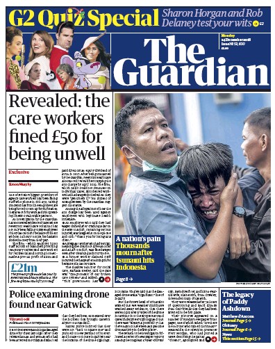 The Guardian Newspaper Front Page (UK) for 24 December 2018