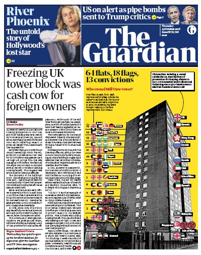 The Guardian Newspaper Front Page (UK) for 25 October 2018