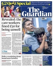 The Guardian (UK) Newspaper Front Page for 25 December 2018