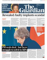 The Guardian (UK) Newspaper Front Page for 26 November 2018