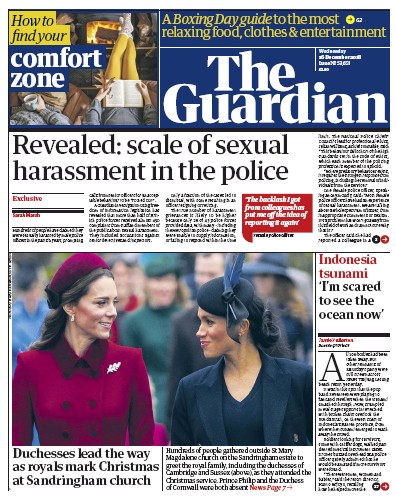 The Guardian Newspaper Front Page (UK) for 26 December 2018