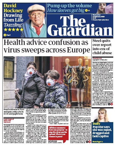 The Guardian Newspaper Front Page (UK) for 26 February 2020