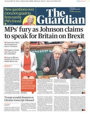 The Guardian (UK) Newspaper Front Page for 26 September 2019