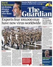 The Guardian (UK) Newspaper Front Page for 27 January 2020