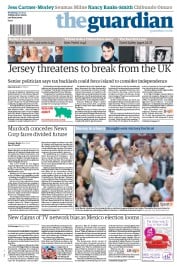 The Guardian Newspaper Front Page (UK) for 27 June 2012