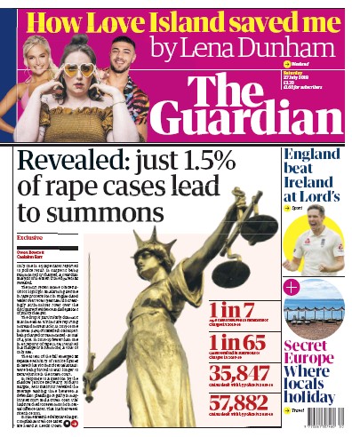 The Guardian Newspaper Front Page (UK) for 27 July 2019