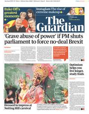 The Guardian (UK) Newspaper Front Page for 27 August 2019