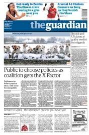 The Guardian Newspaper Front Page (UK) for 28 December 2010