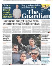 The Guardian (UK) Newspaper Front Page for 29 October 2018