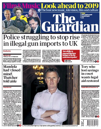 The Guardian Newspaper Front Page (UK) for 29 December 2018