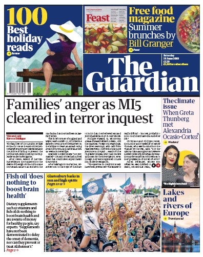 The Guardian Newspaper Front Page (UK) for 29 June 2019