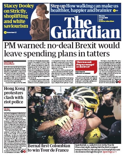 The Guardian Newspaper Front Page (UK) for 29 July 2019
