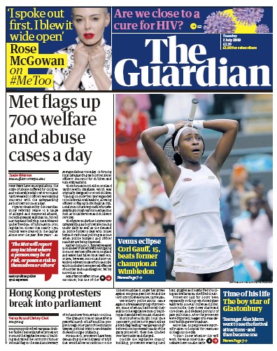 The Guardian Newspaper Front Page (UK) for 2 July 2019