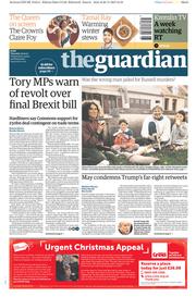 The Guardian (UK) Newspaper Front Page for 30 November 2017