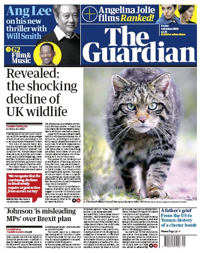 The Guardian Newspaper Front Page (UK) for 4 October 2019
